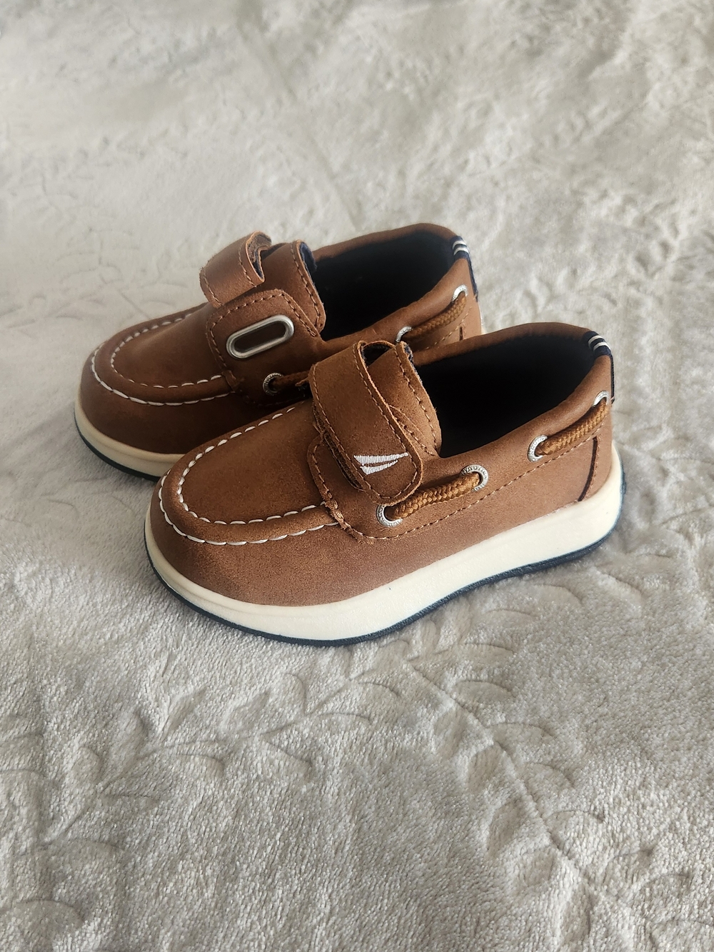 Nautica Baby Brown Moccasin-Style Velcro Boat Shoes